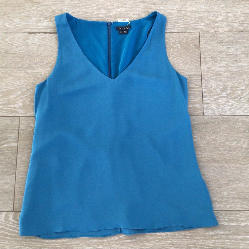Theory Teal V-Neck Tank Top, new no tag